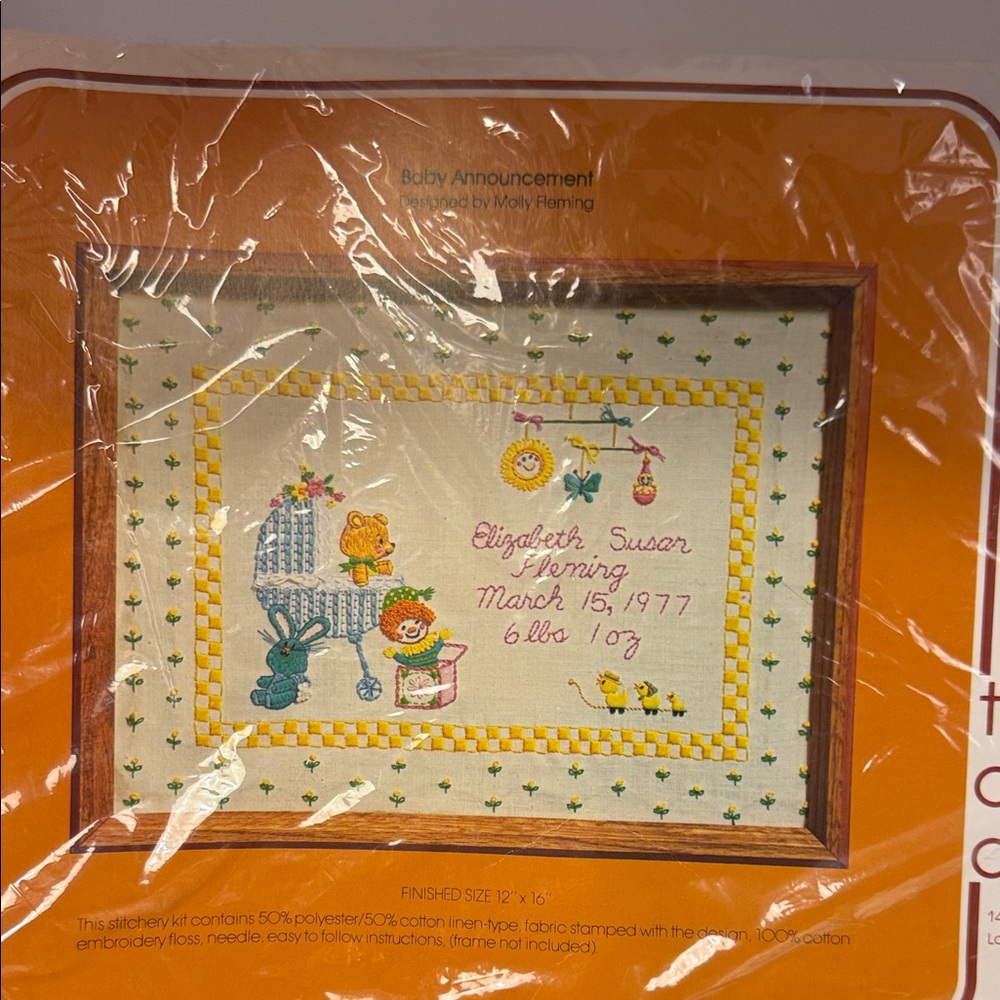 Baby Announcement Cross Stitch Kit - Yellow and Green